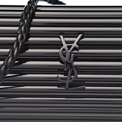 Saint Laurent Ribbed Plexiglass Lambskin Fringe Monogram Opium Box Bag Black 9 of 9