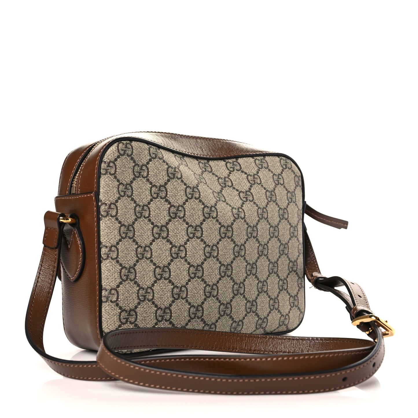 GG Supreme Monogram Small Horsebit 1955 Shoulder Bag Beige Brown Sugar