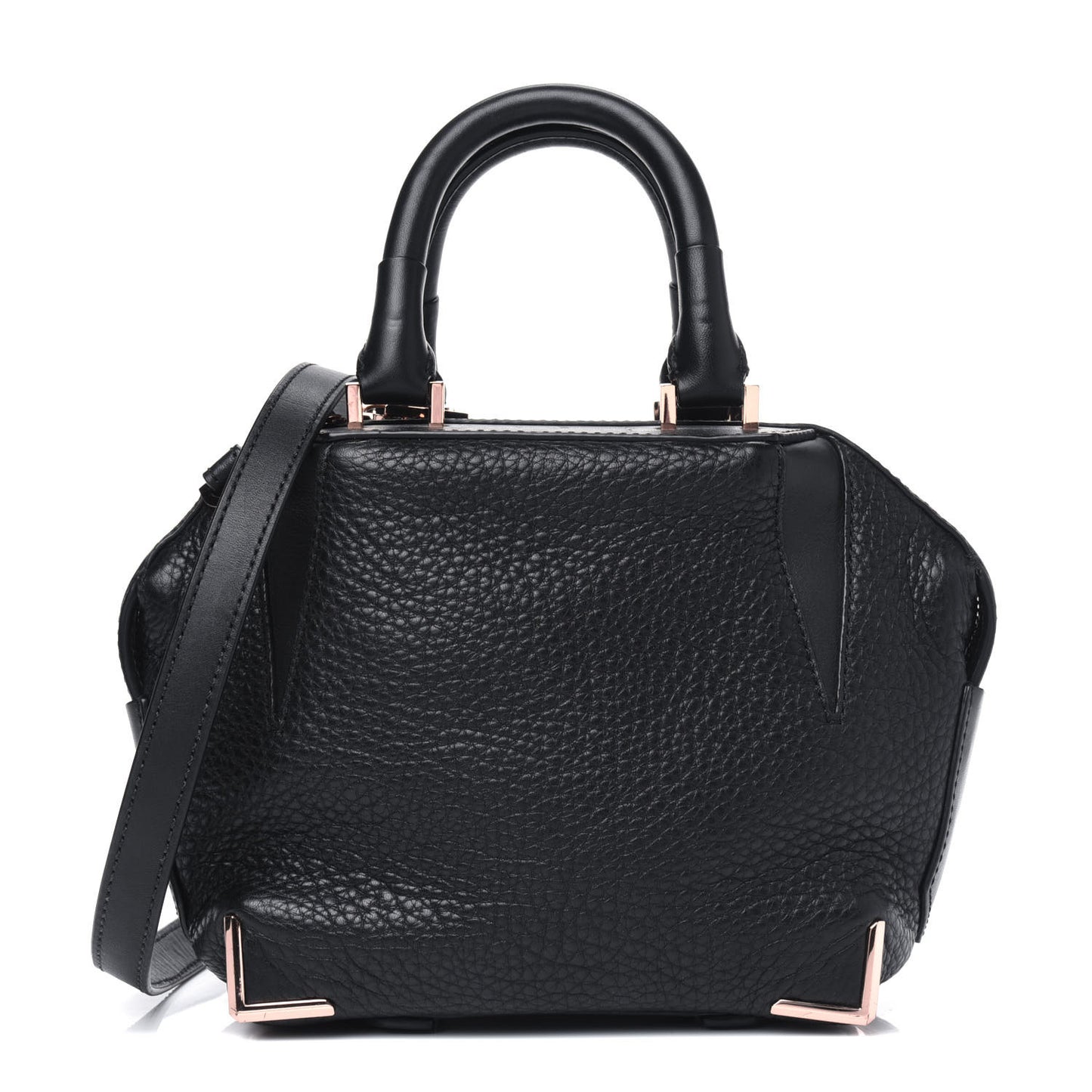 Pebbled Calfskin Mini Emile Black Rose Gold Hardware