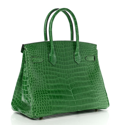 Hermes Shiny Porosus Crocodile Birkin 30 Cactus 2 of 9