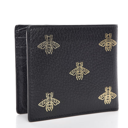 Gucci Calfskin Bee Star Bi-Fold Wallet Black 3 of 8
