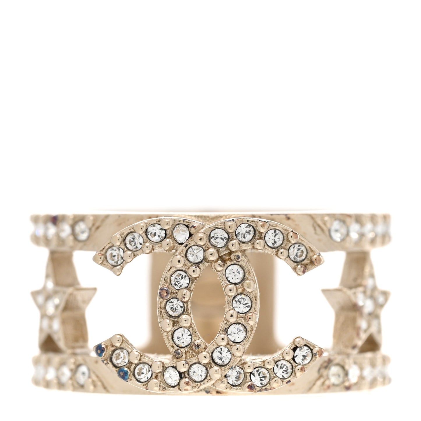 Metal Crystal CC Star Ring 52 6 Light Gold
