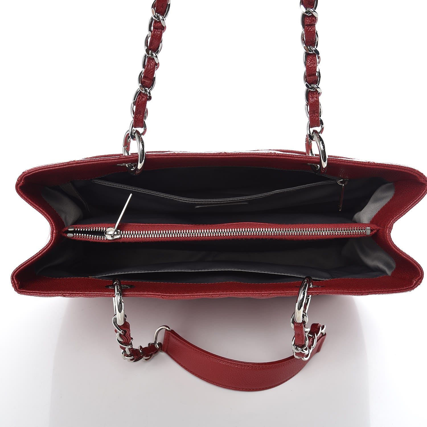 Chanel Caviar Quilted Grand Shopping Tote GST Red 5 of 13