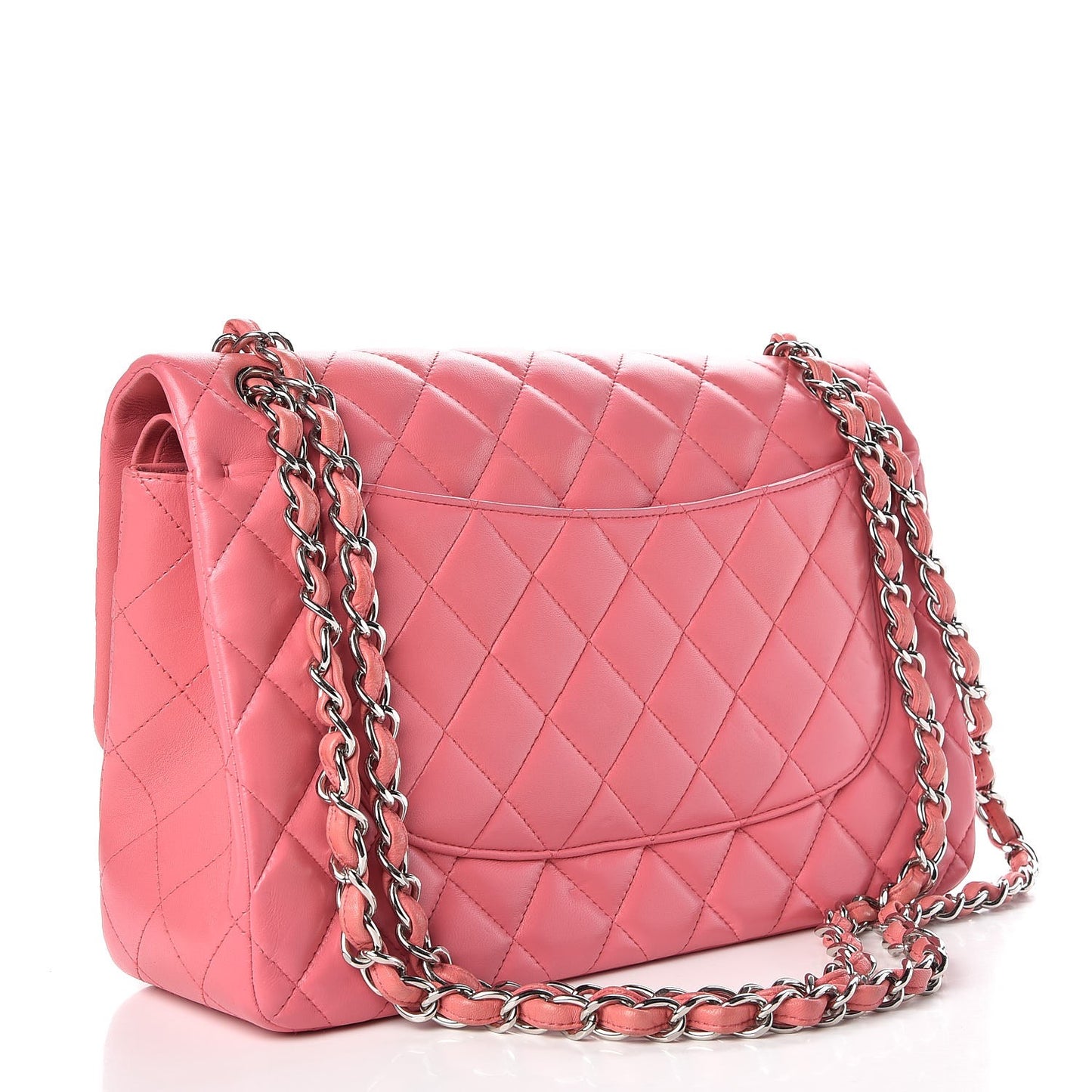 Lambskin Quilted Jumbo Double Flap Pink