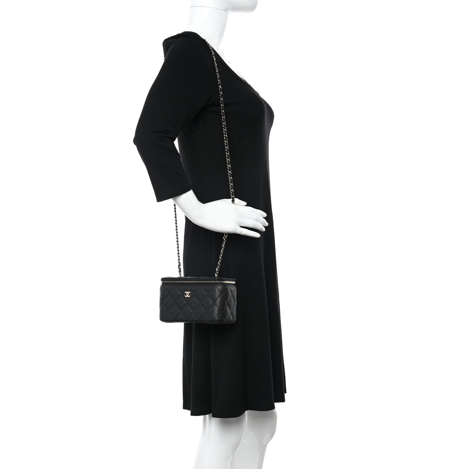 Chanel Caviar Quilted Small Vanity Case With Chain Black 2 of 13
