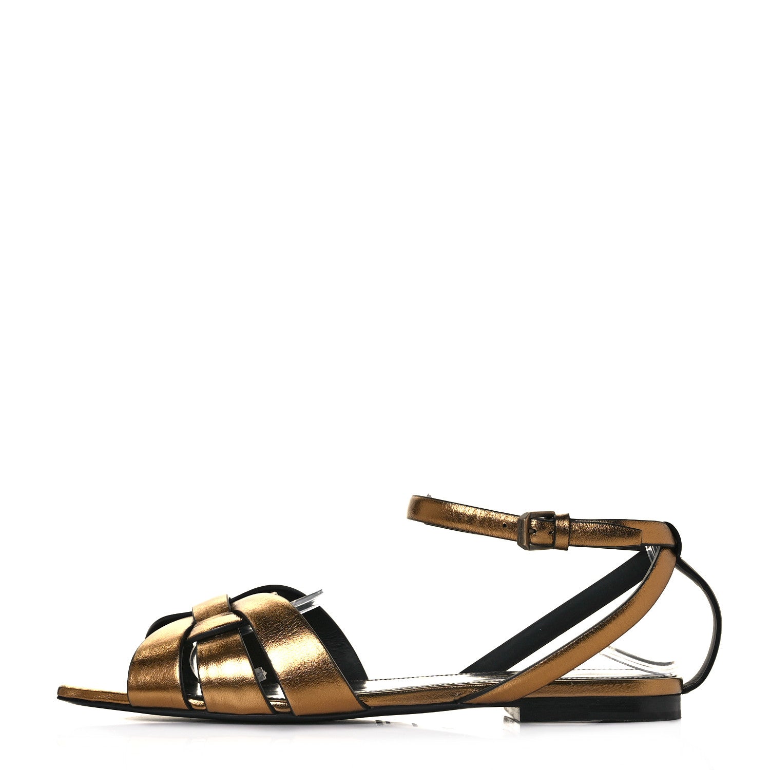 Saint Laurent Calfskin Tribute 05 Ankle Strap Sandals 38 Dark Gold 1 of 9