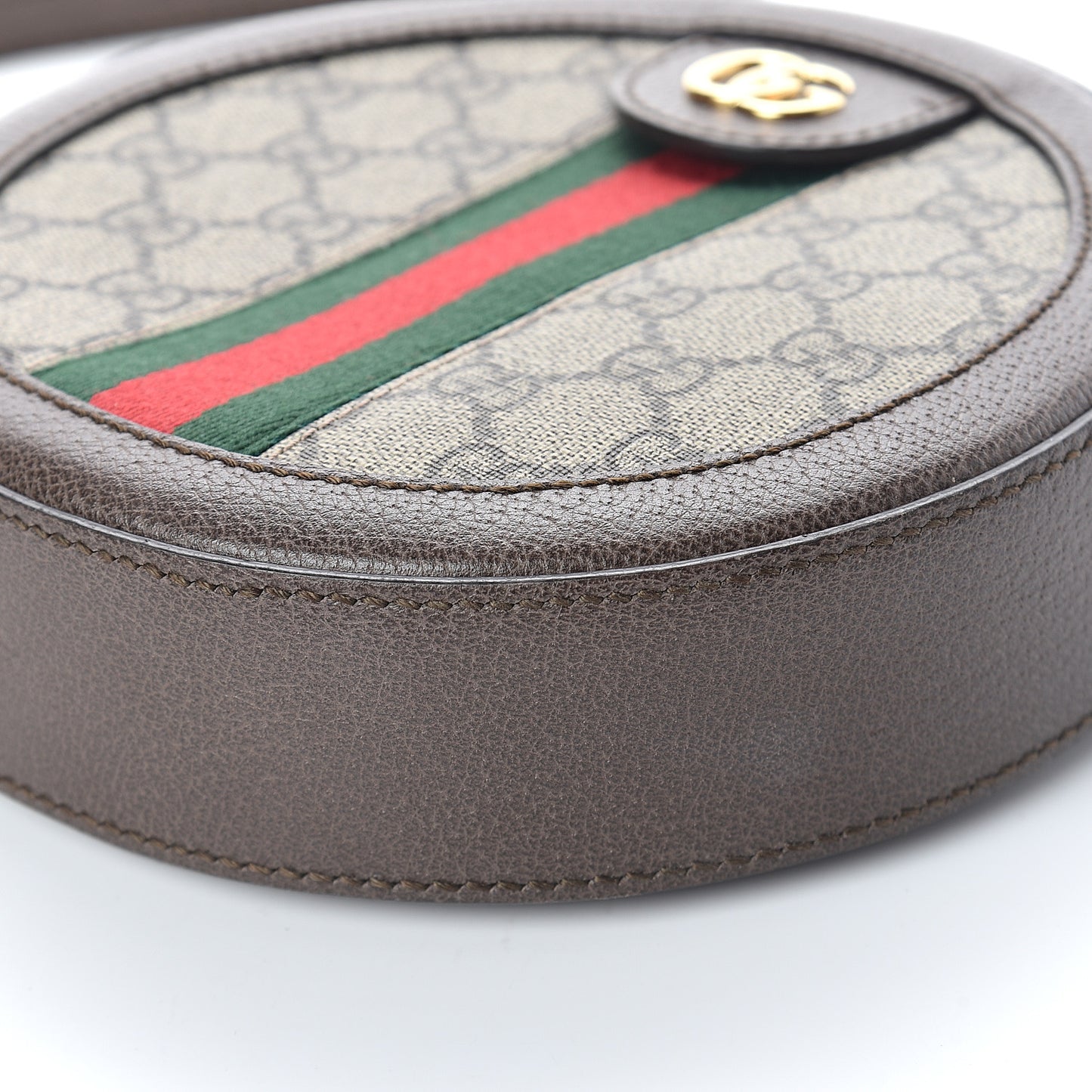 GG Supreme Monogram Web Mini Ophidia Round Shoulder Bag Brown