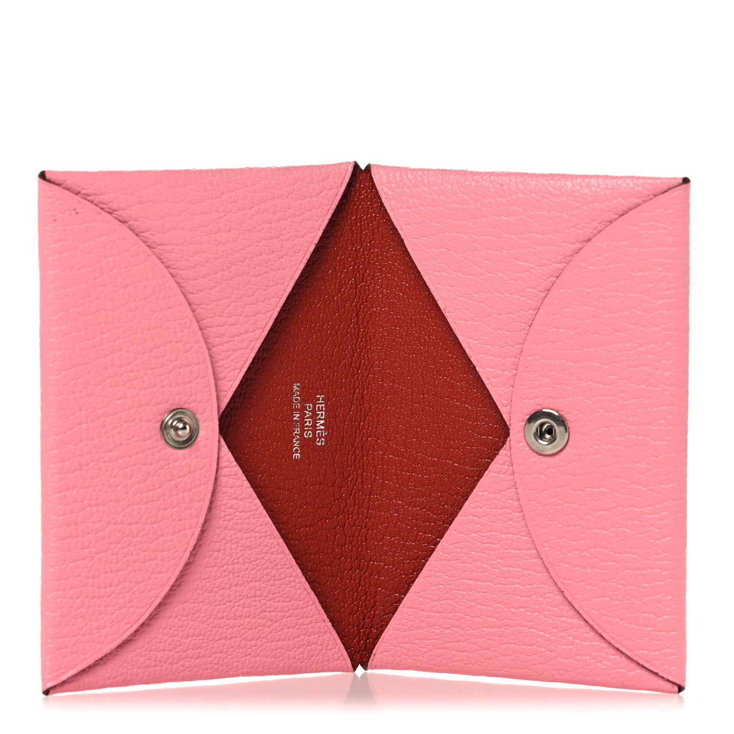 Hermes Chevre Chandra Verso Calvi Card Case Rose Confetti Brique 5 of 7