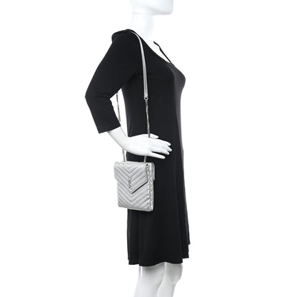 Saint Laurent Metallic Lambskin Quilted Double Flap Bag Silver 2 of 10