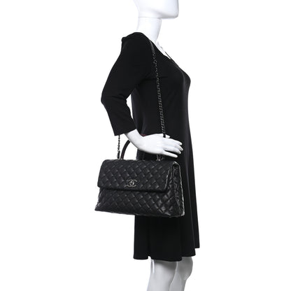 Chanel Caviar Lizard Quilted Medium Coco Handle Flap Black 3 of 10