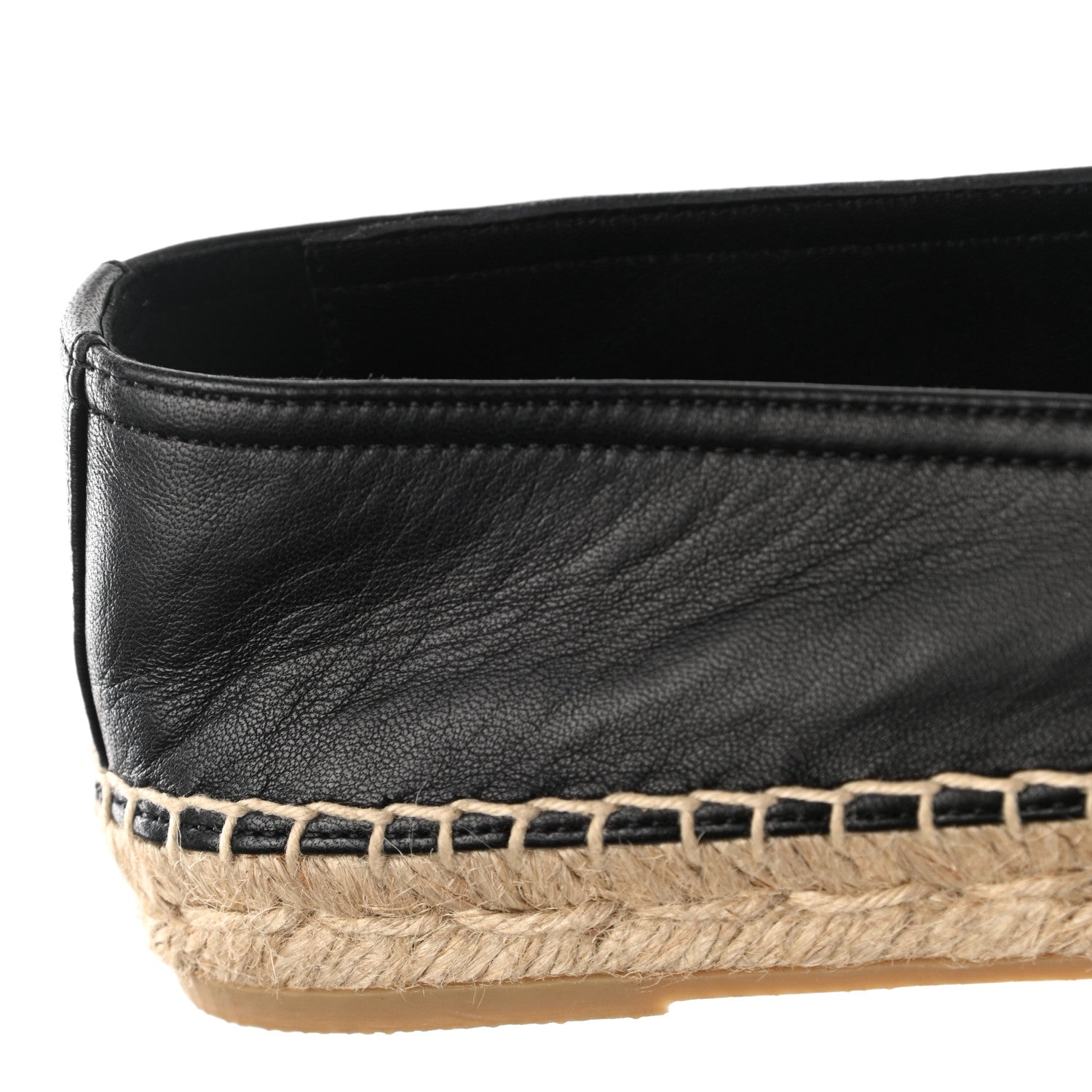 Saint Laurent Lambskin Monogram Espadrilles 37 Black 9 of 10