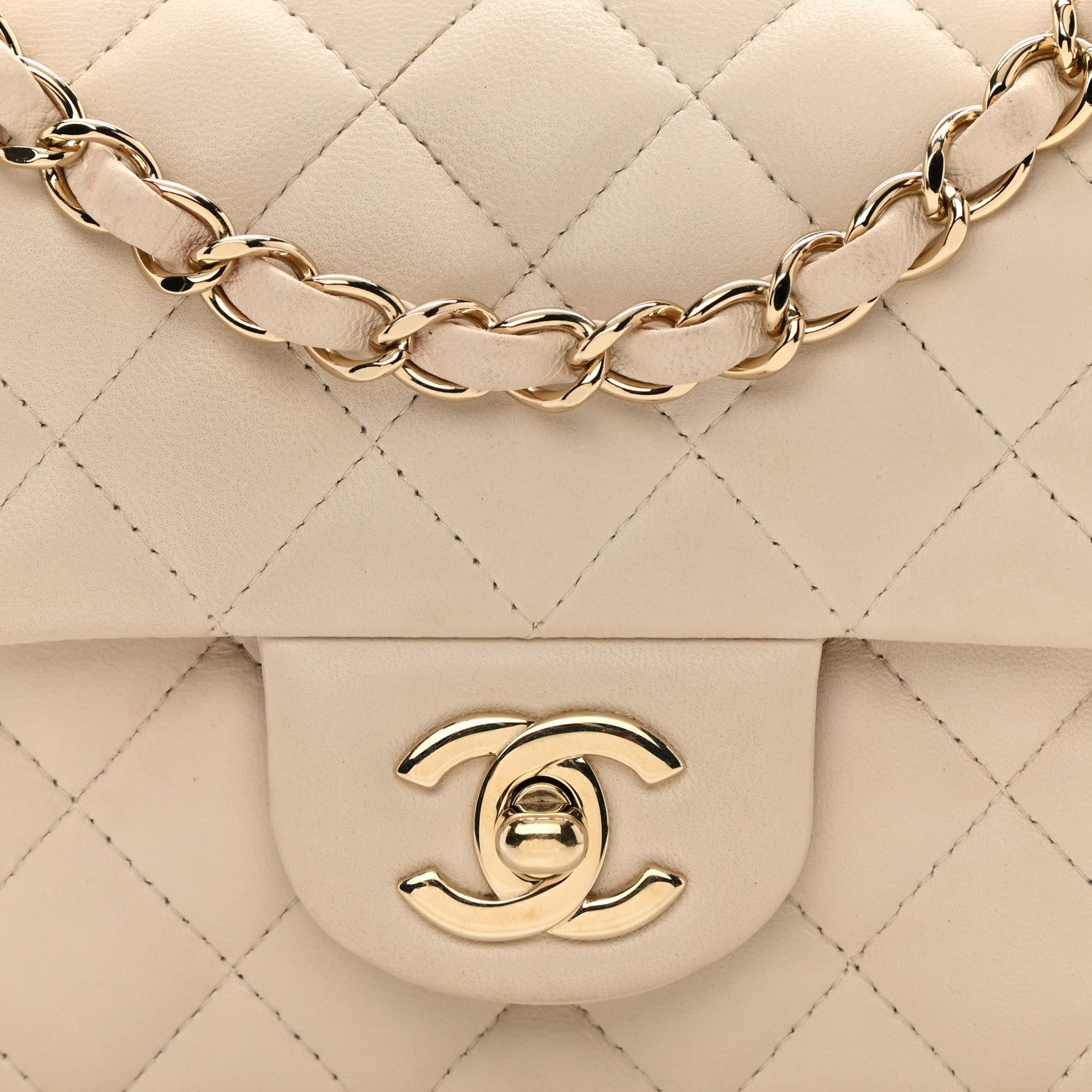 Chanel Lambskin Quilted Mini Rectangular Flap Light Beige 8 of 9