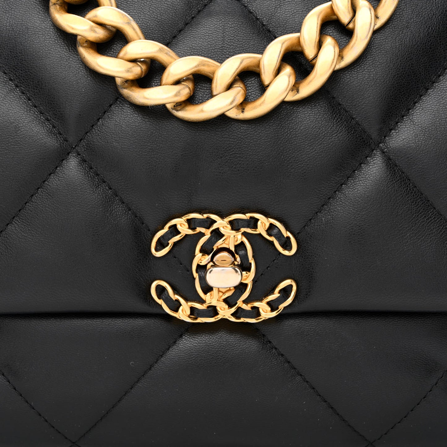 Goatskin Quilted Large Chanel 19 Flap Black