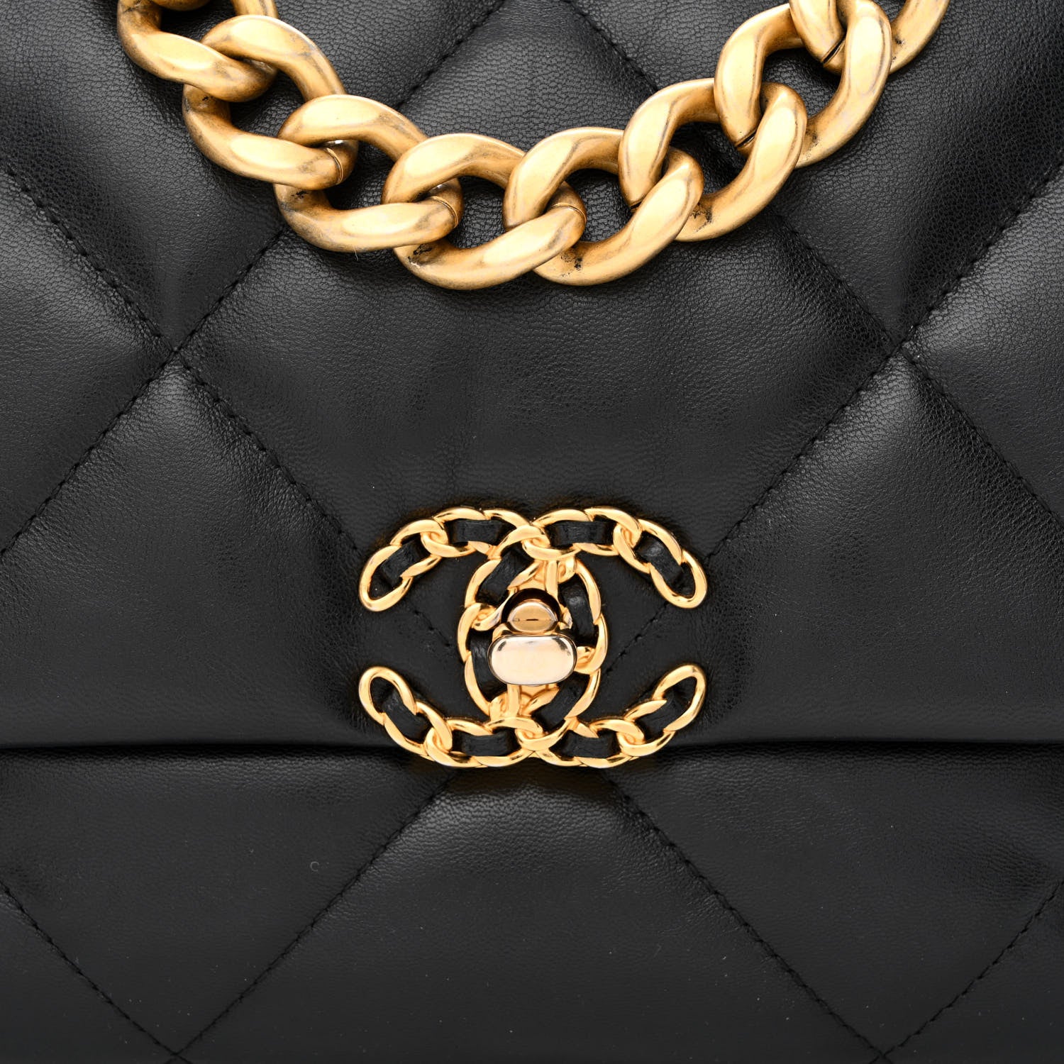 Chanel Goatskin Quilted Large Chanel 19 Flap Black 8 of 12