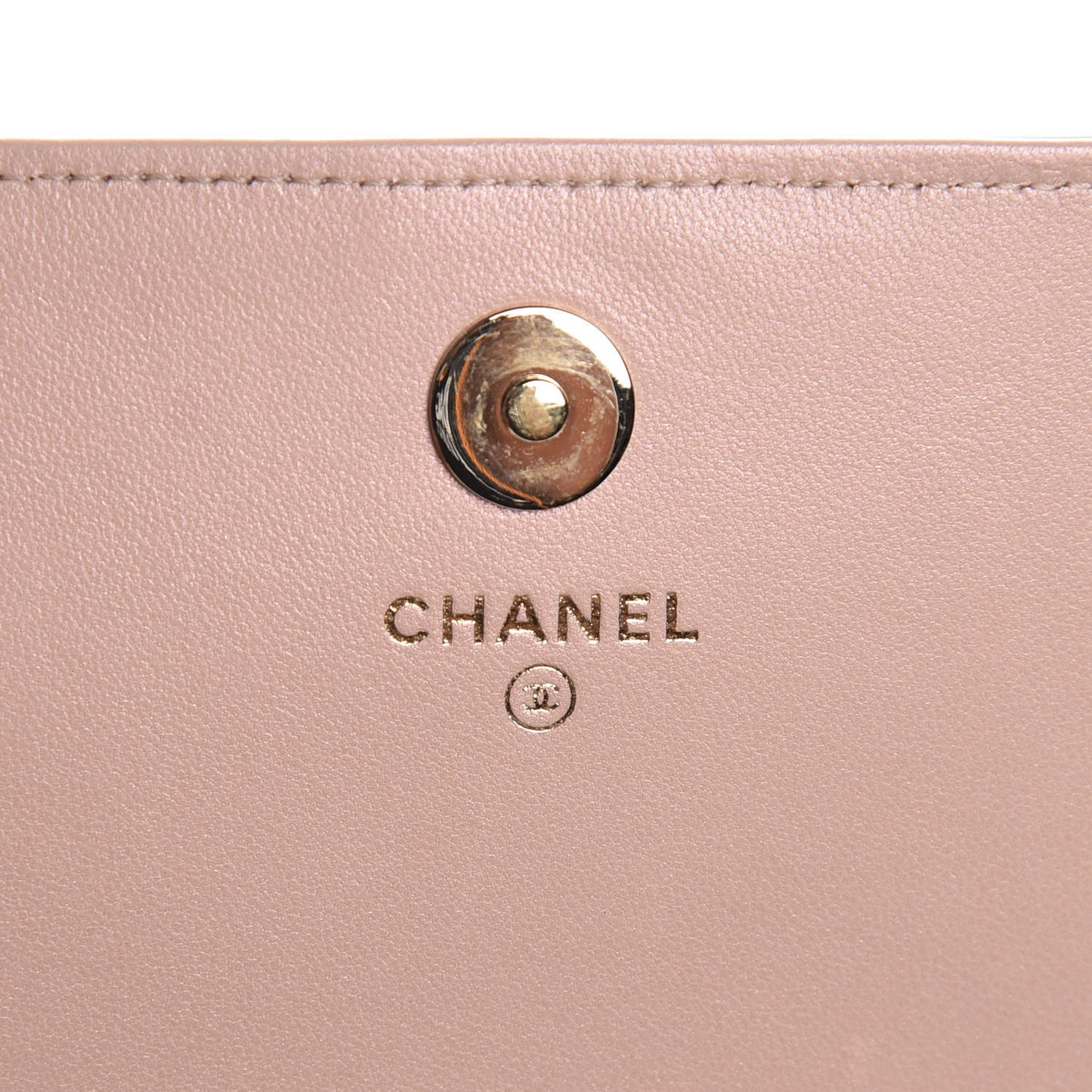 Iridescent Calfskin Quilted Boy Wallet on Removable Chain Light Pink