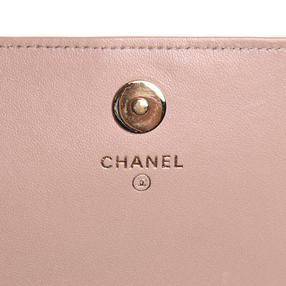 Chanel Iridescent Calfskin Quilted Boy Wallet on Removable Chain Light Pink 6 of 10