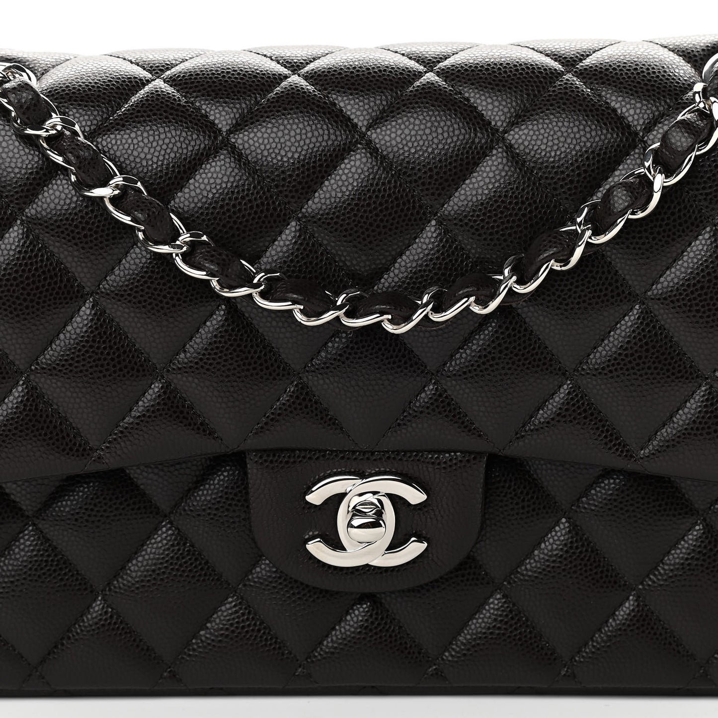 Caviar Quilted Medium Double Flap Black
