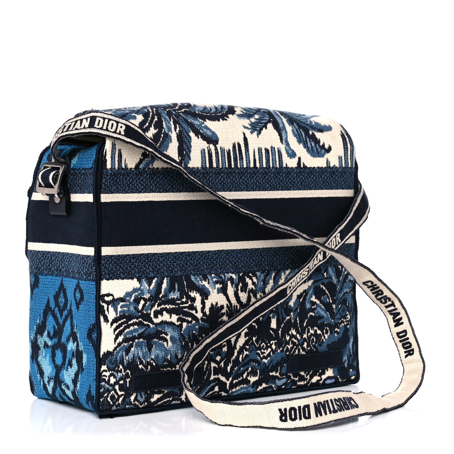 Canvas Embroidered Palm Tree Diorcamp Messenger Blue Multicolor