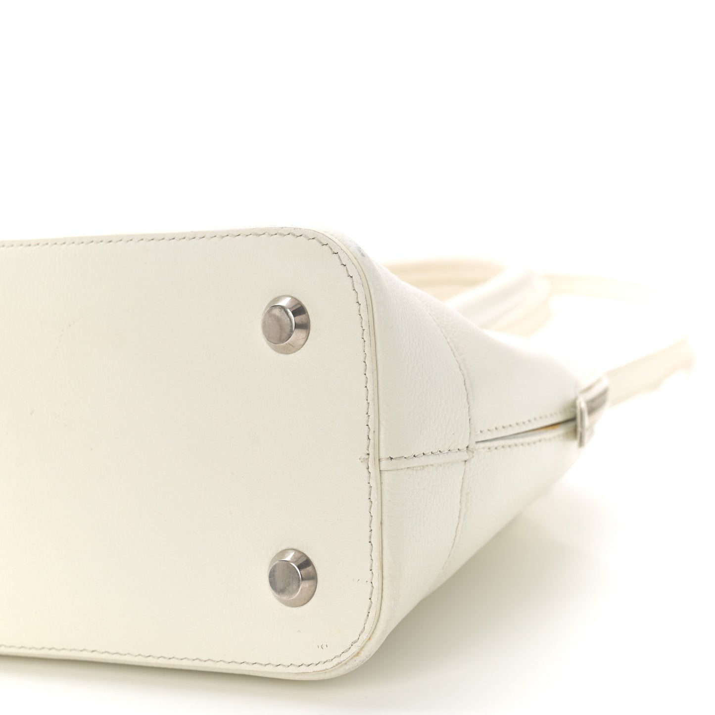 Grained Calfskin Logo S Ville Top Handle Bag White Fluo Pink