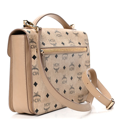 MCM Visetos Medium Patricia Satchel Beige 2 of 6