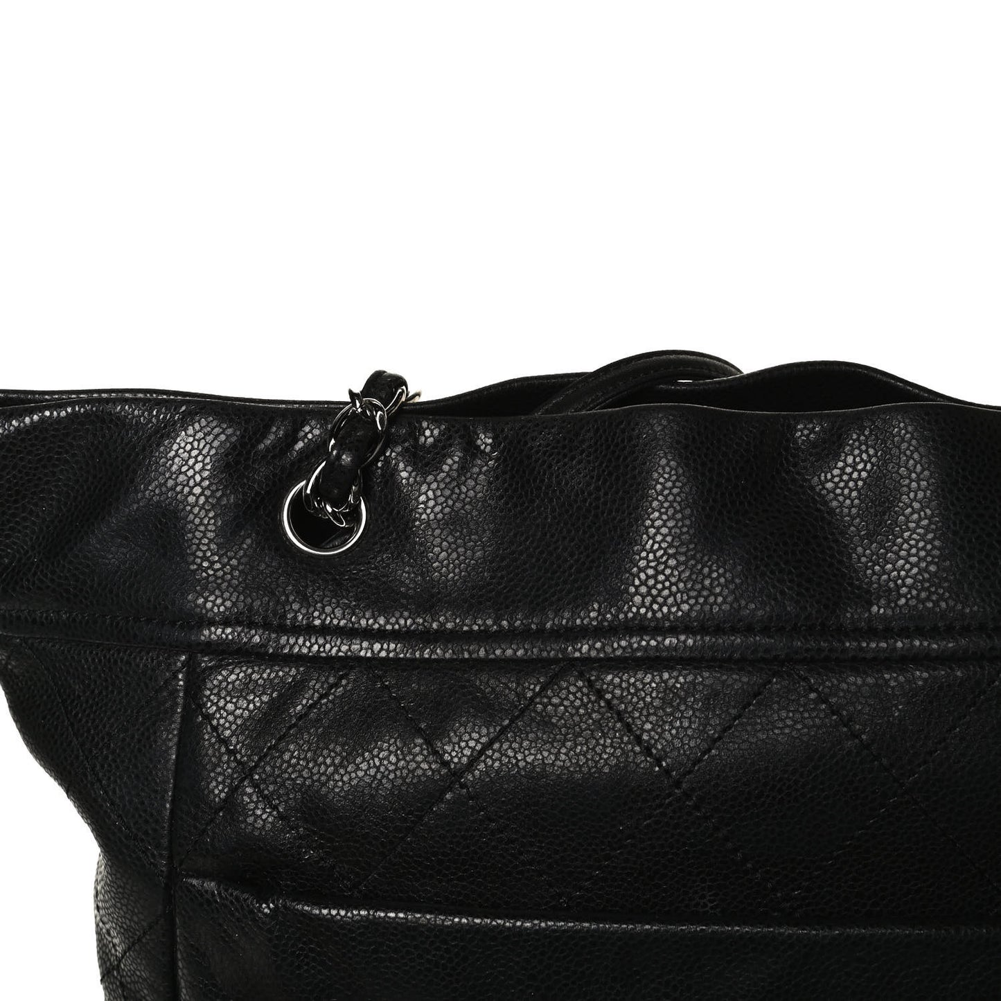 Soft Caviar Large Timeless CC Shopping Tote Black