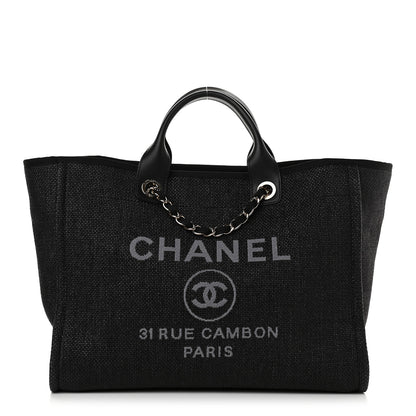 Chanel Woven Straw Raffia Medium Deauville Tote Black 1 of 9