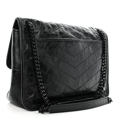Saint Laurent Crinkled Calfskin Matelasse Monogram Medium Niki Chain Satchel Black 3 of 10