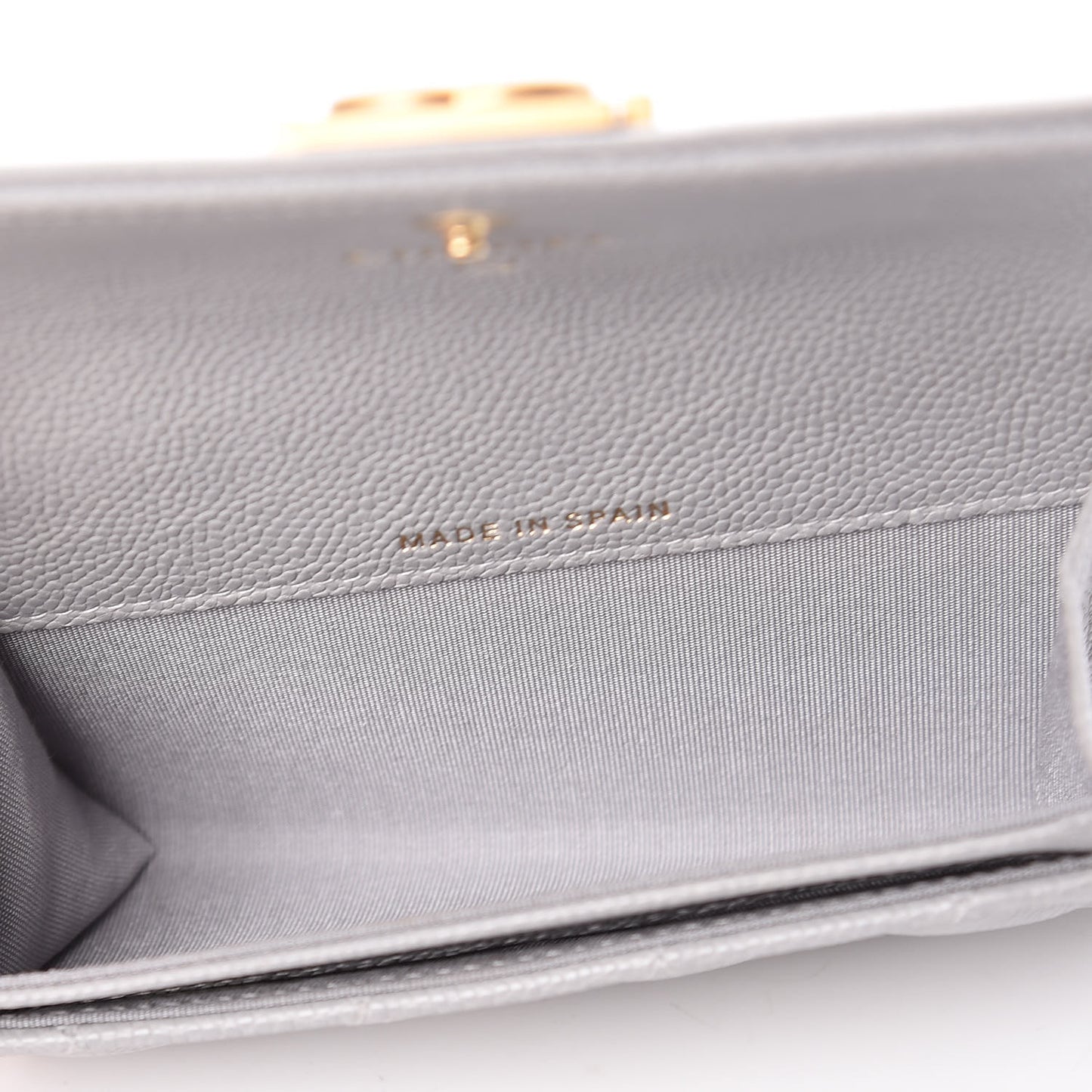 Caviar Quilted Boy Flap Card Holder Grey