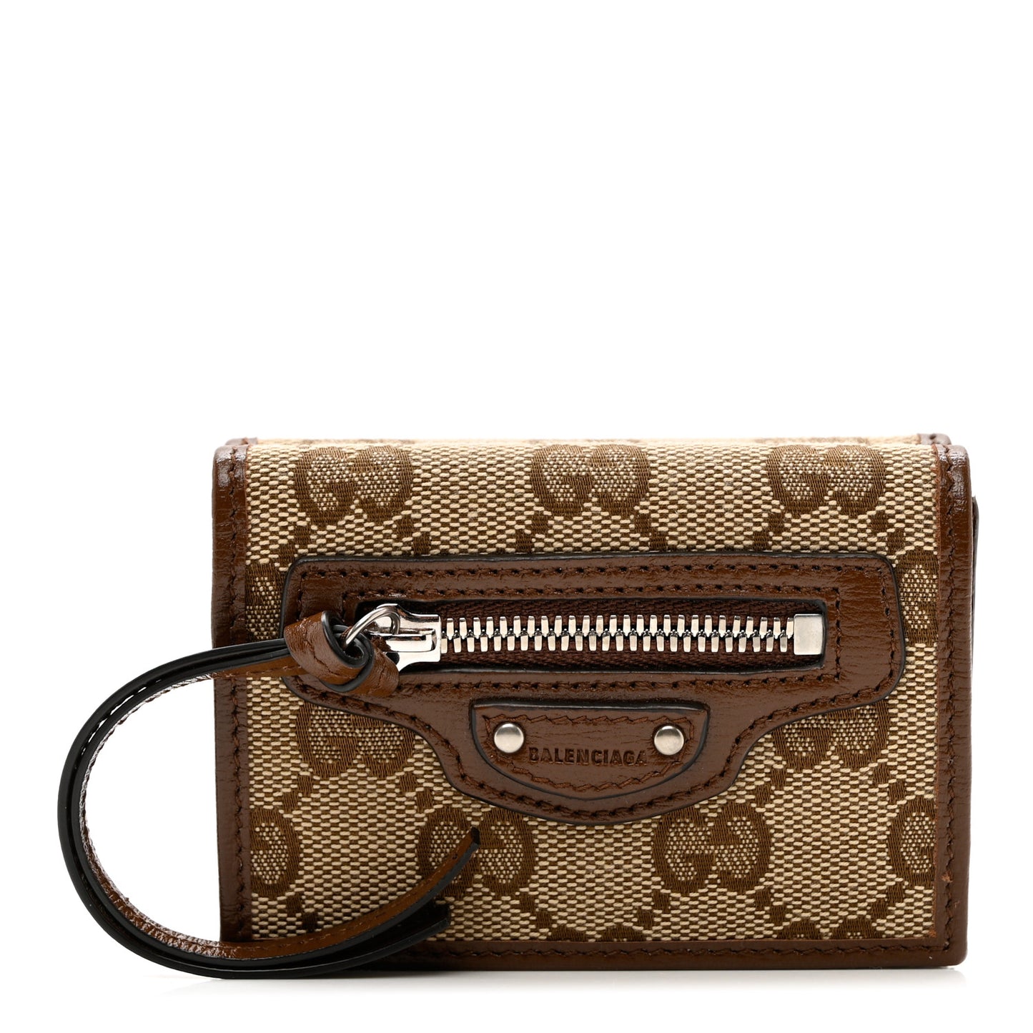 X GUCCI GG Monogram Azalea Calfskin Neo Classic Wallet Beige Ebony Brown Sugar
