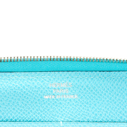 Hermes Epsom Printed Silk Flamingo Party Soie-Cool Wallet Mykonos Bleu Atoll 6 of 8