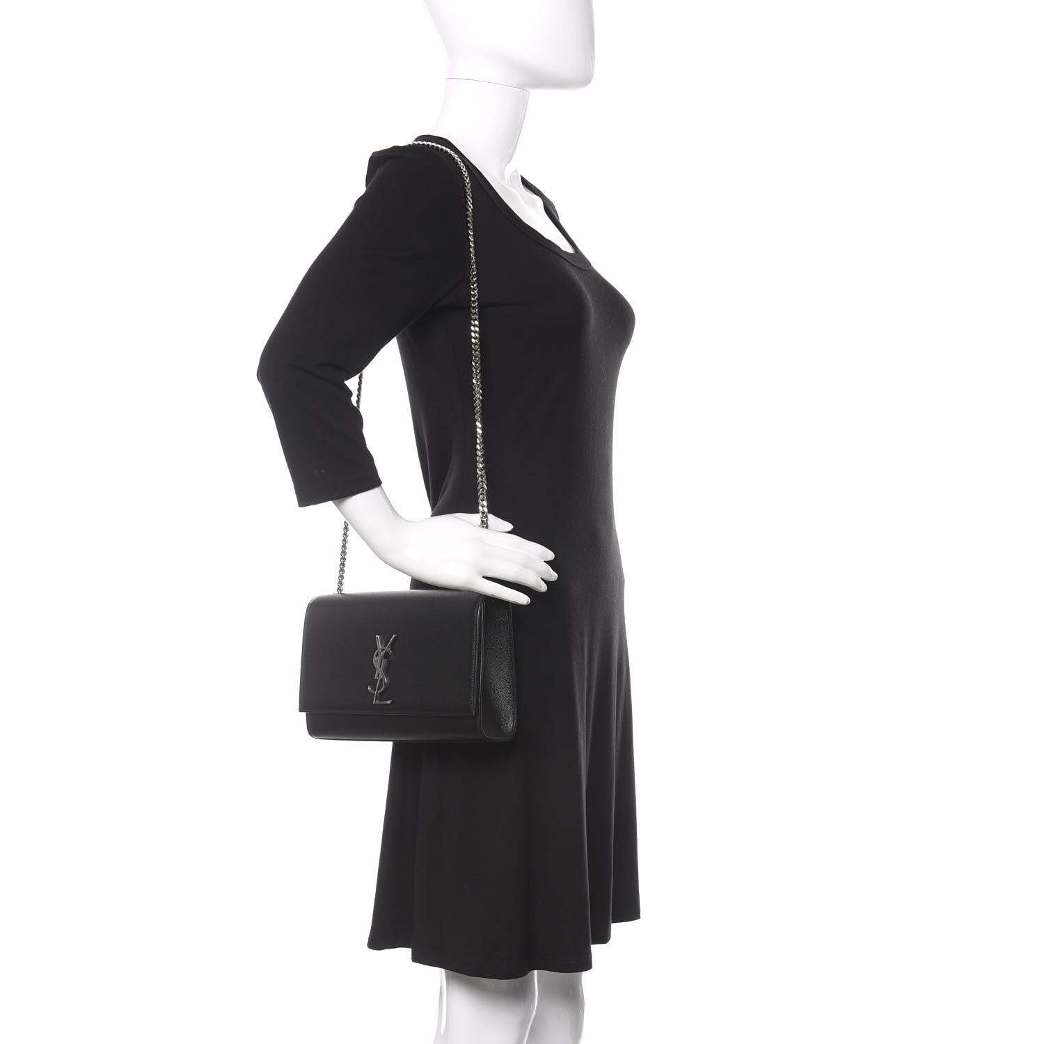 Saint Laurent Grain De Poudre Medium Classic Monogram Kate Satchel Black 2 of 10