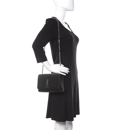 Saint Laurent Grain De Poudre Medium Classic Monogram Kate Satchel Black 2 of 10