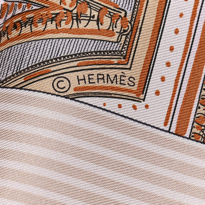Hermes Silk Grand Theatre Nouveau Scarf 90 Rose Pale Etoupe 5 of 6