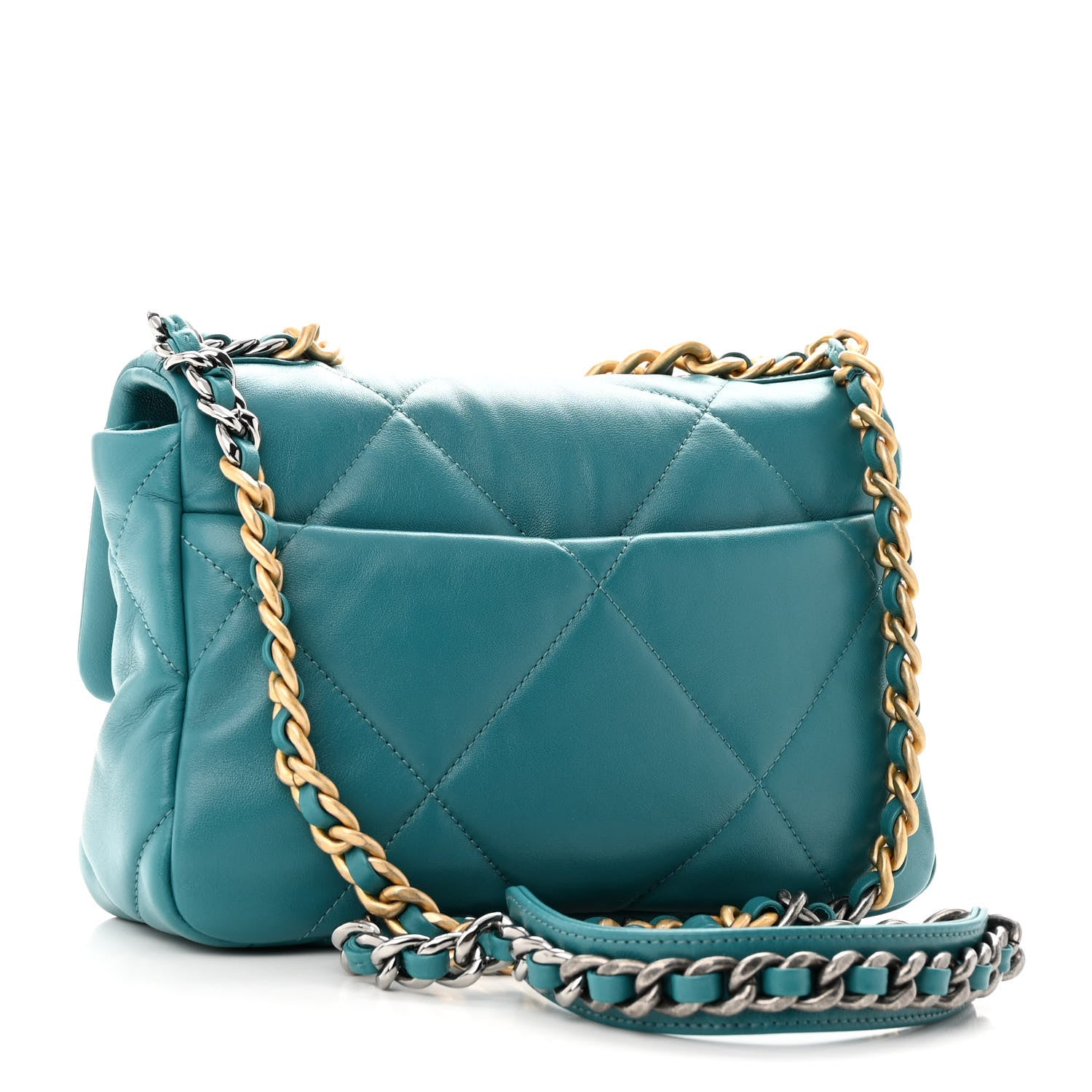 Chanel Goatskin Quilted Medium Chanel 19 Flap Turquoise 3 of 11