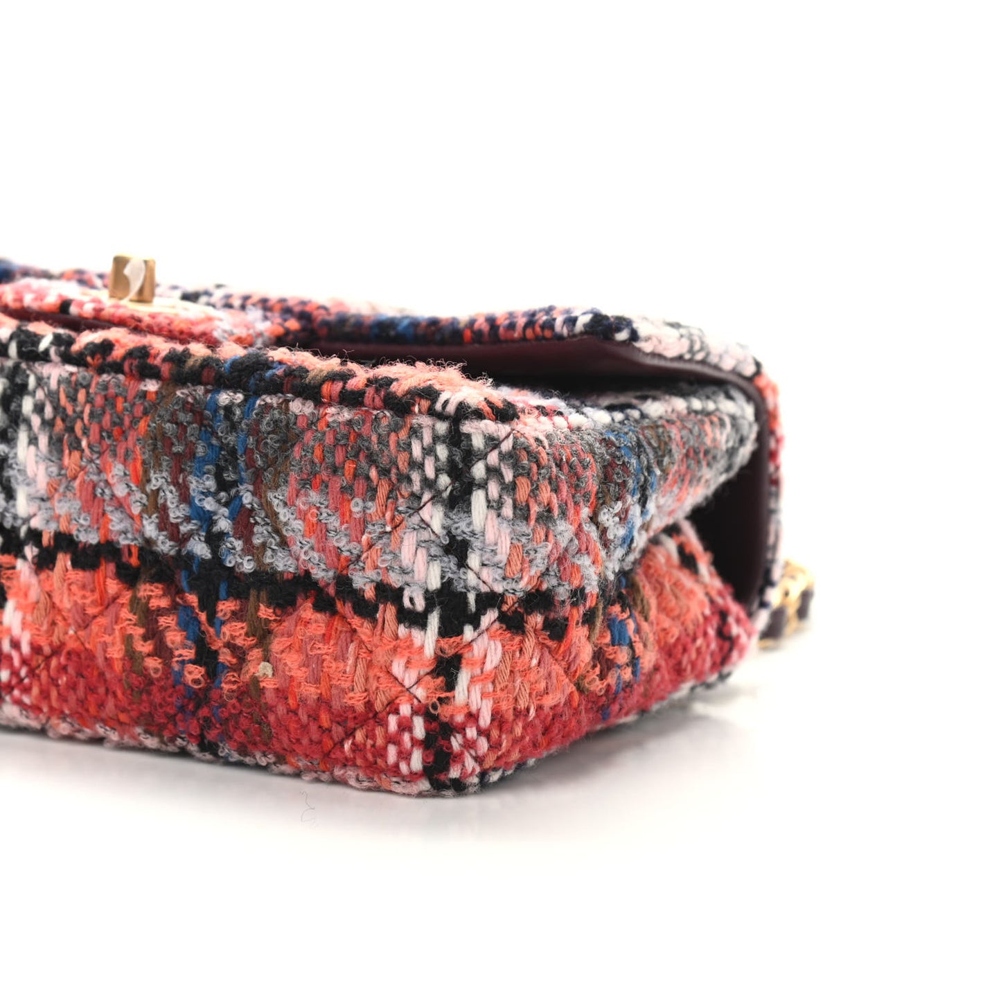 Tweed Quilted Mini Rectangular Flap Red Multicolor
