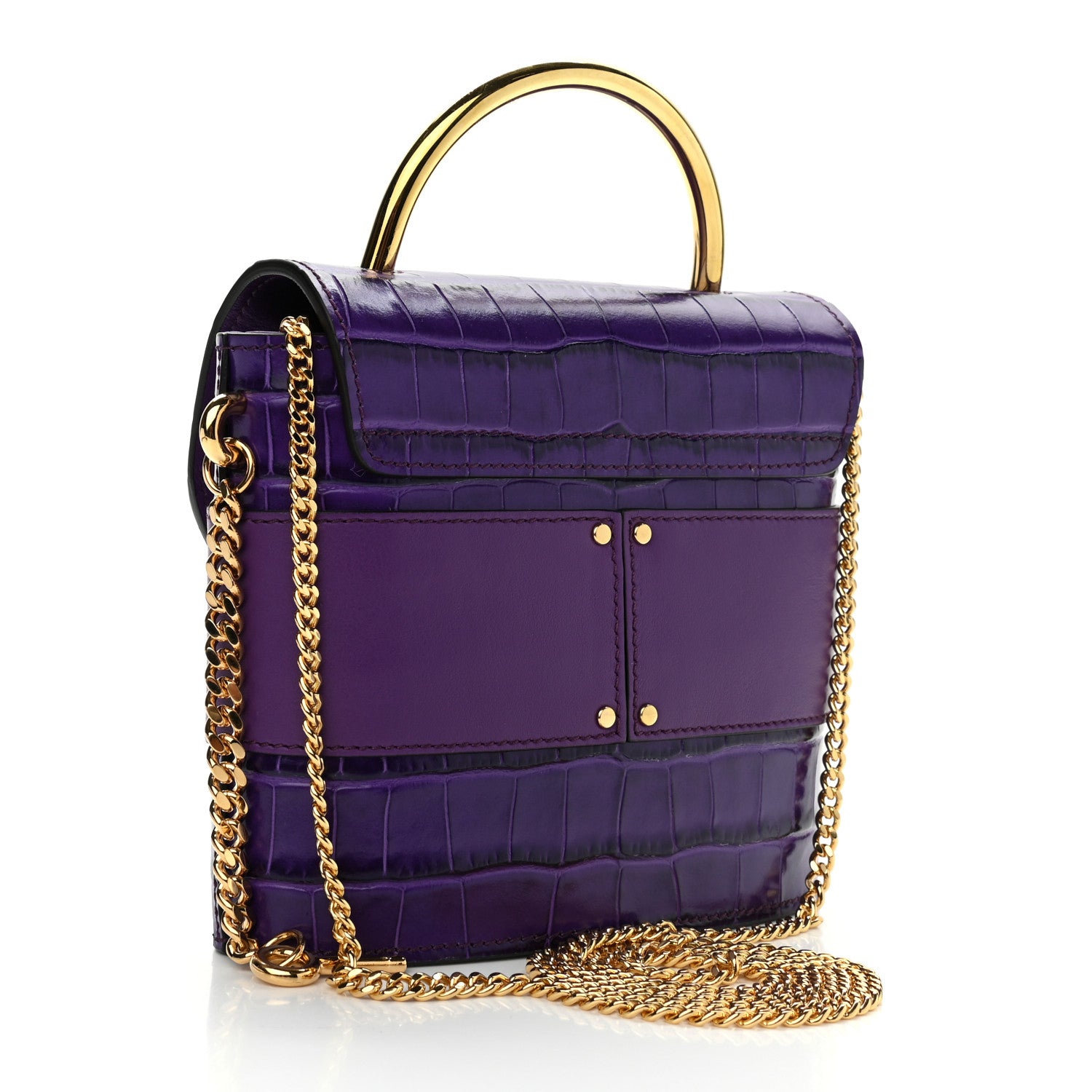 Chloe Calfskin Crocodile Embossed Small Aby Lock Nightfall Purple 3 of 8