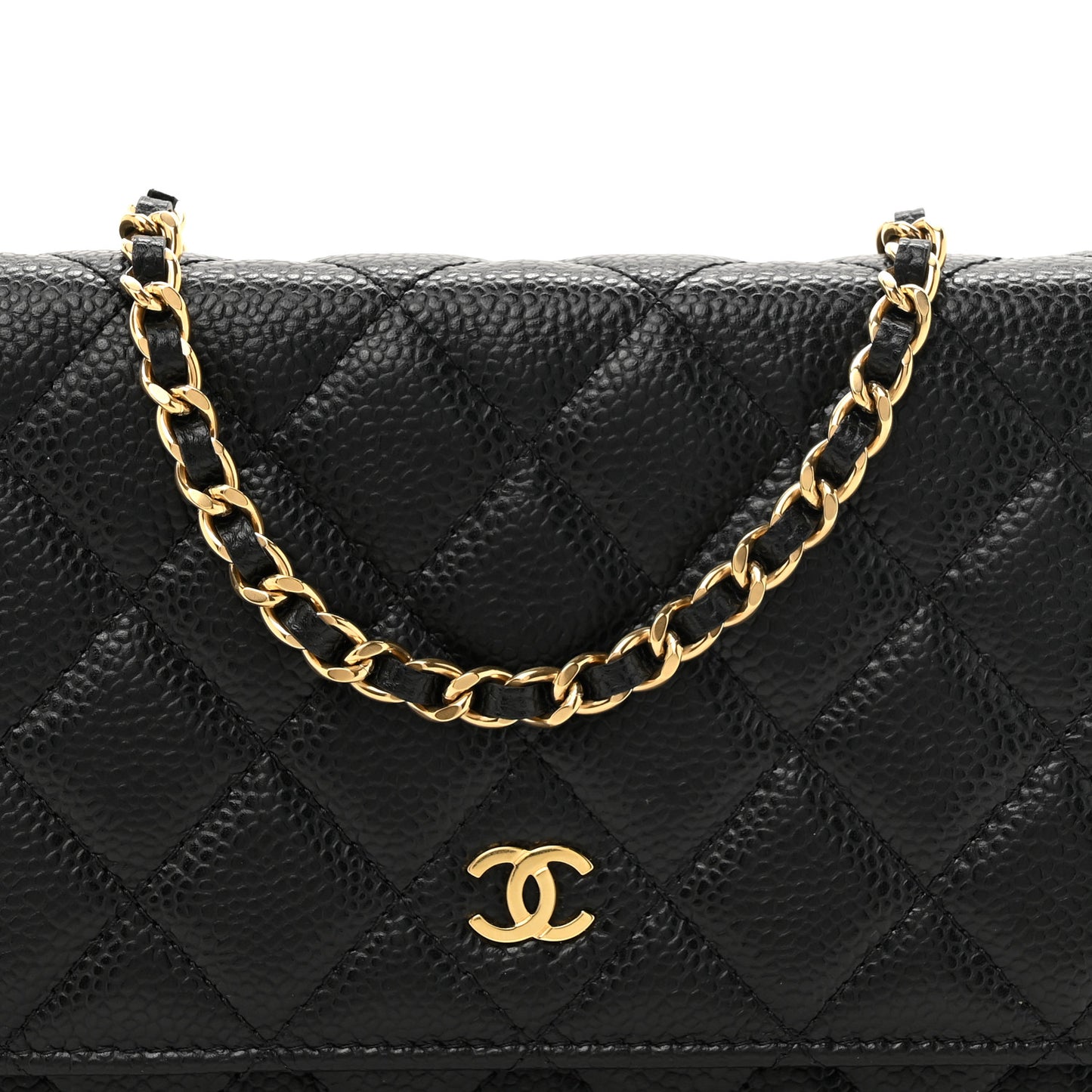 Caviar Quilted Wallet On Chain WOC Black