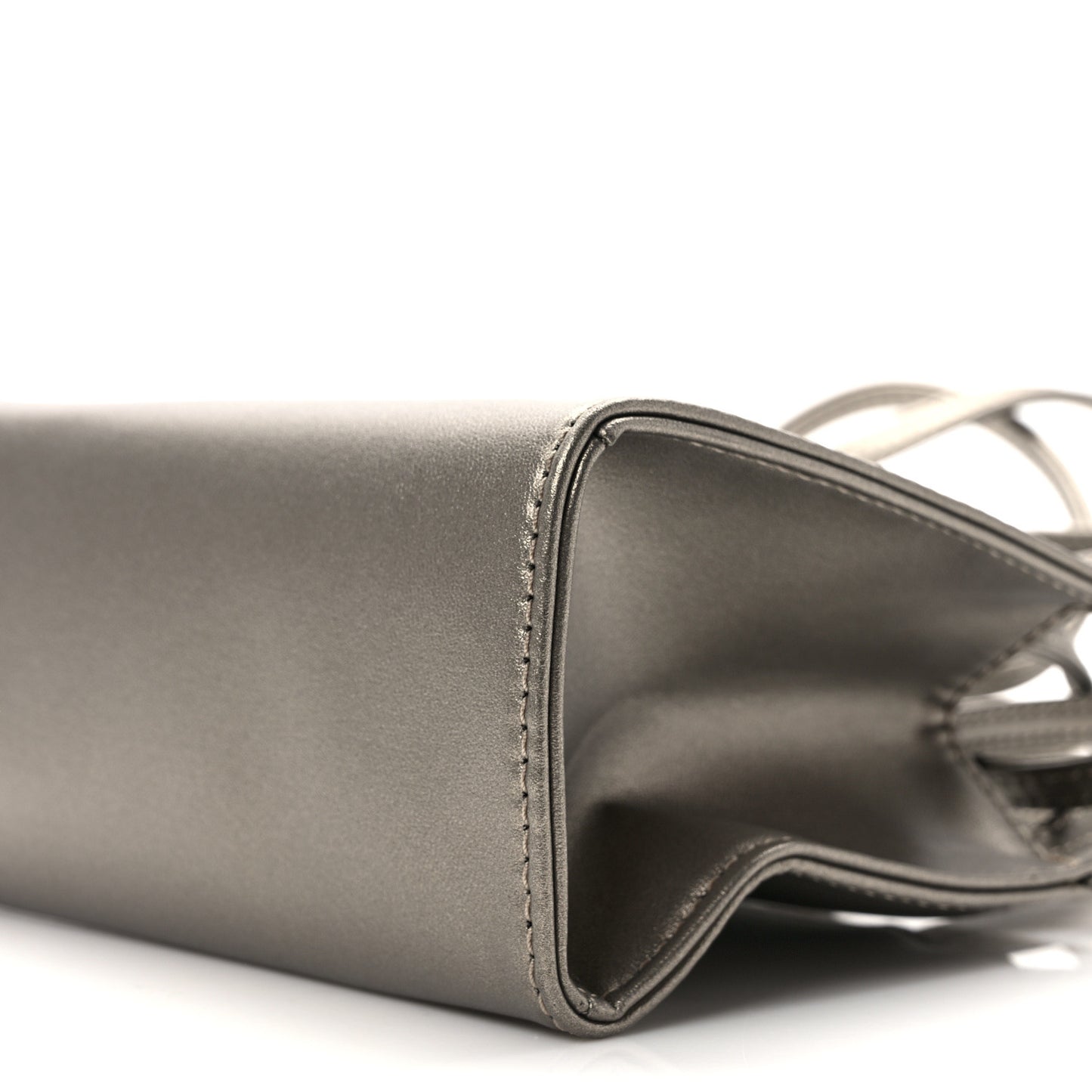 Metallic Vegan Leather Small Shopping Bag Bronze