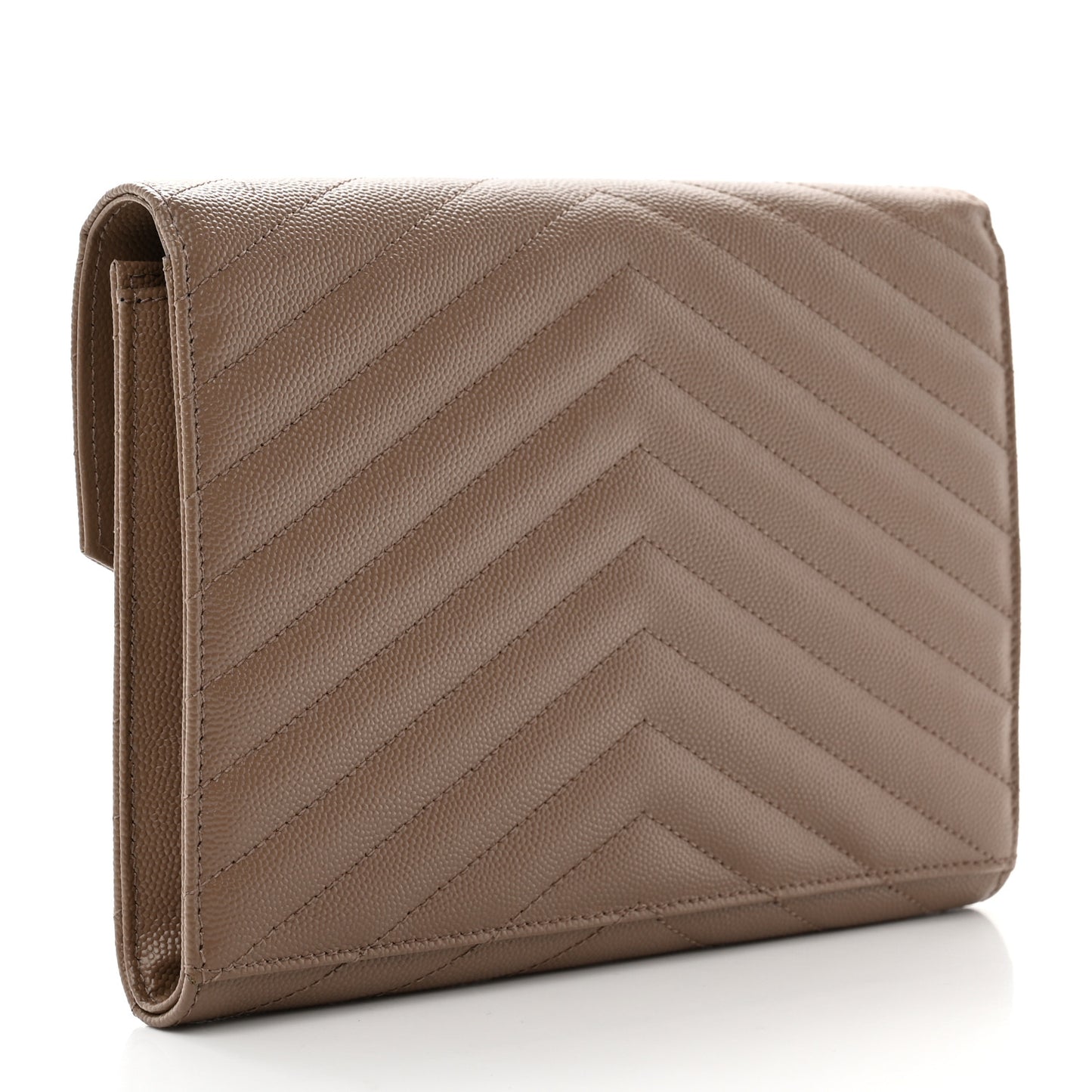 Grain De Poudre Matelasse Chevron Monogram Envelope Clutch Dark Beige