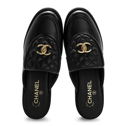 Chanel Lambskin Quilted CC Turnlock Mules 40.5 Black 2 of 11
