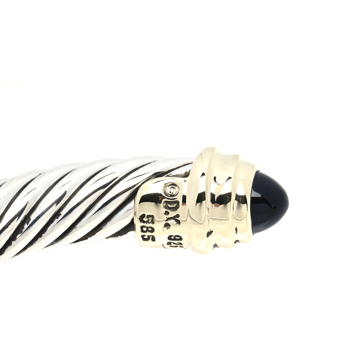 David Yurman Sterling Silver 14K Yellow Gold Black Onyx 5mm Cable Classics Petite Color Bracelet 3 of 4
