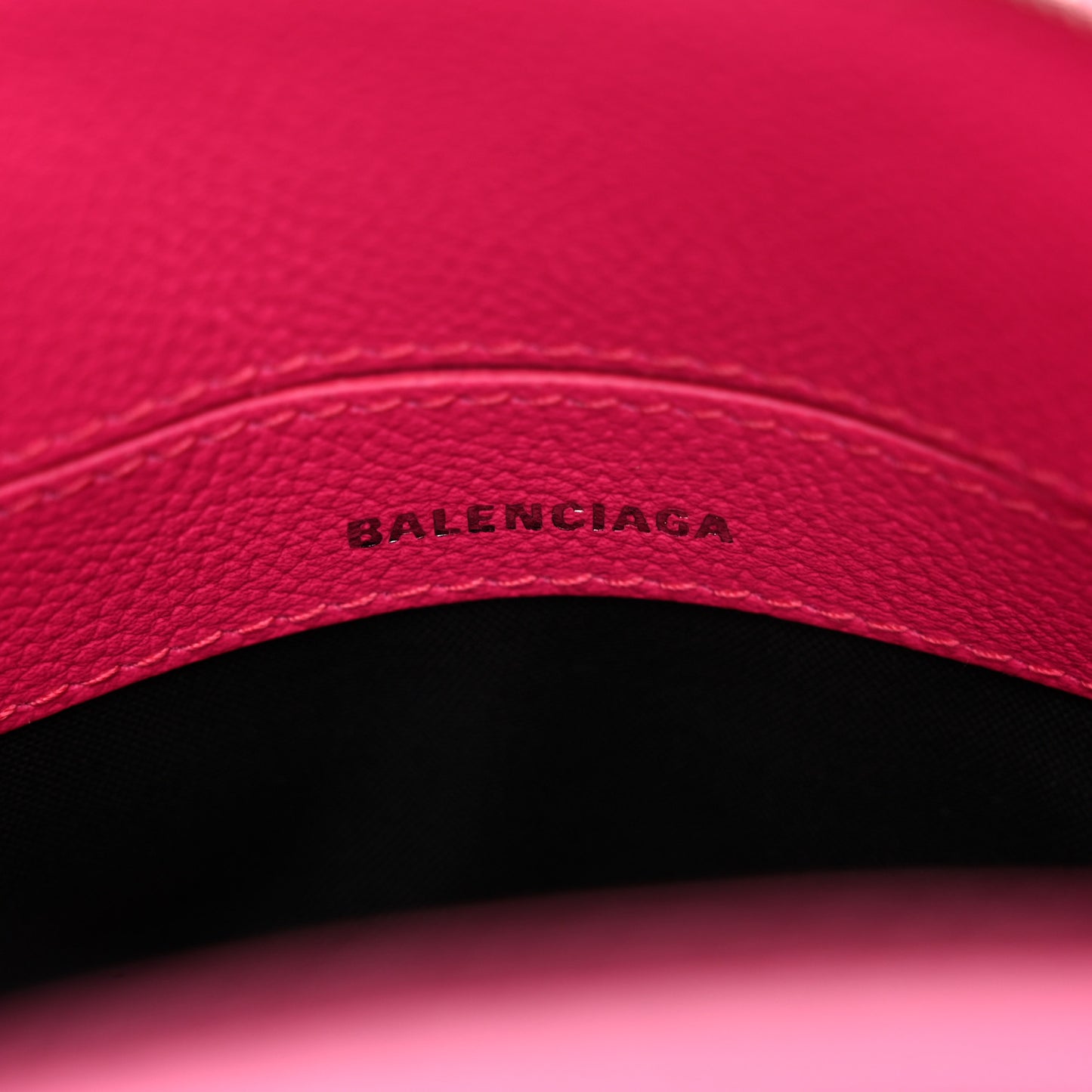 Signature Grained Calfskin Logo XXS Ville Top Handle Bag Fuchsia