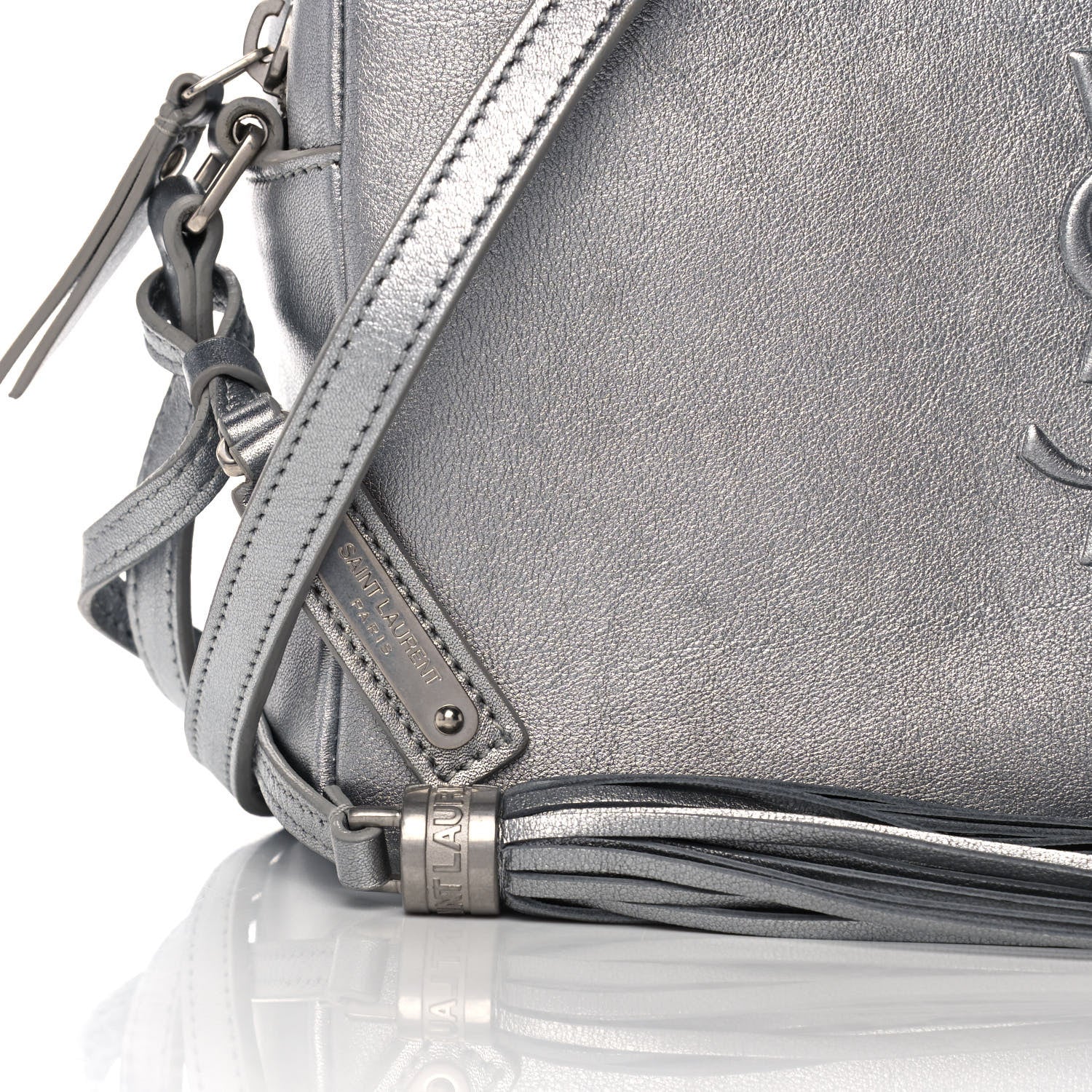 Saint Laurent Metallic Calfskin Monogram Small Lou Camera Bag Silver 7 of 14