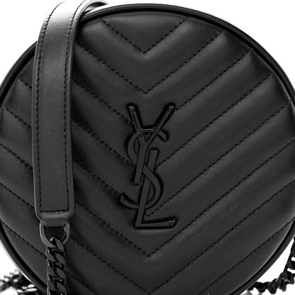Saint Laurent Calfskin Matelasse Chevron Round Vinyle Camera Bag Black 8 of 10