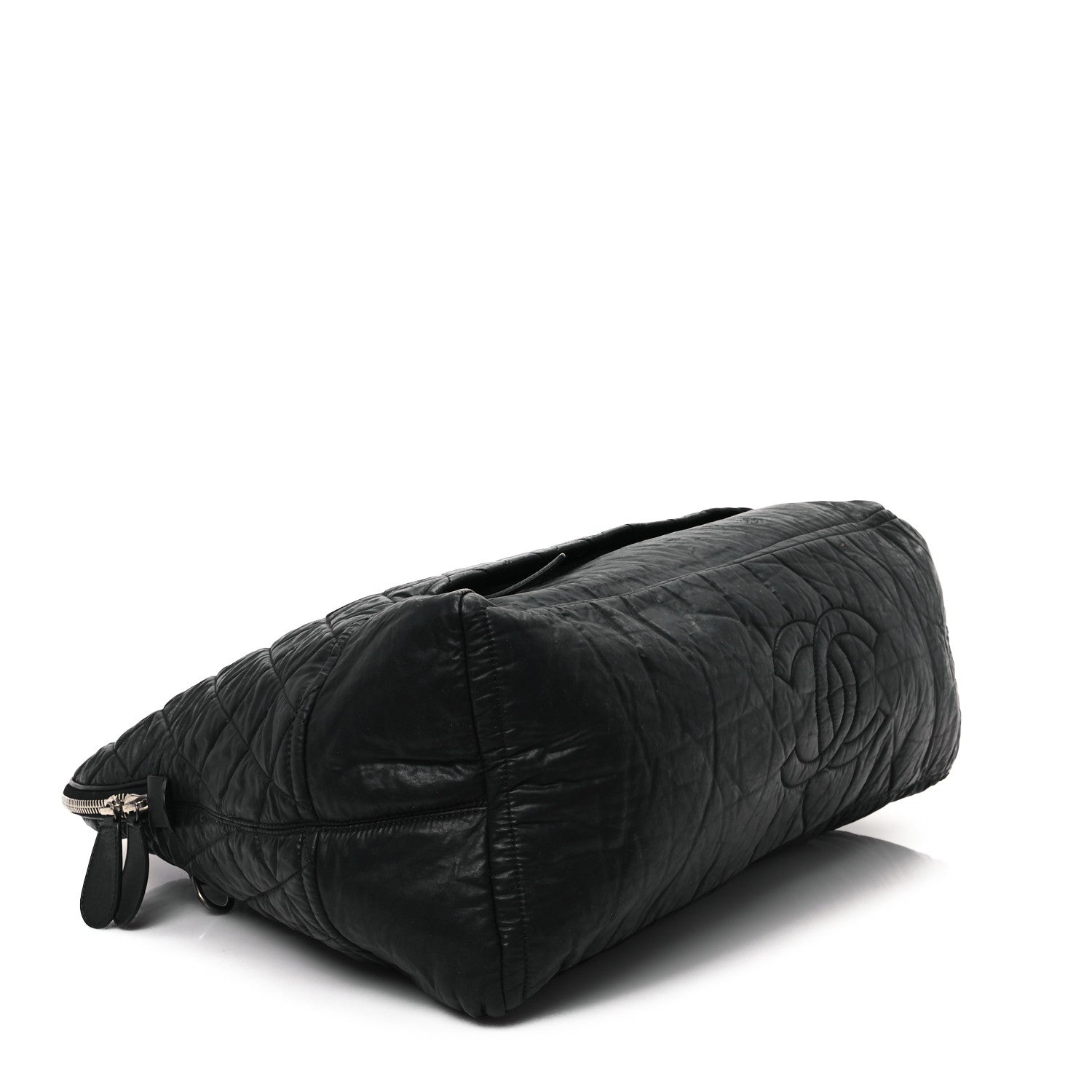 Chanel Coated Canvas Quilted Large Garment Travel Bag Black 3 of 12