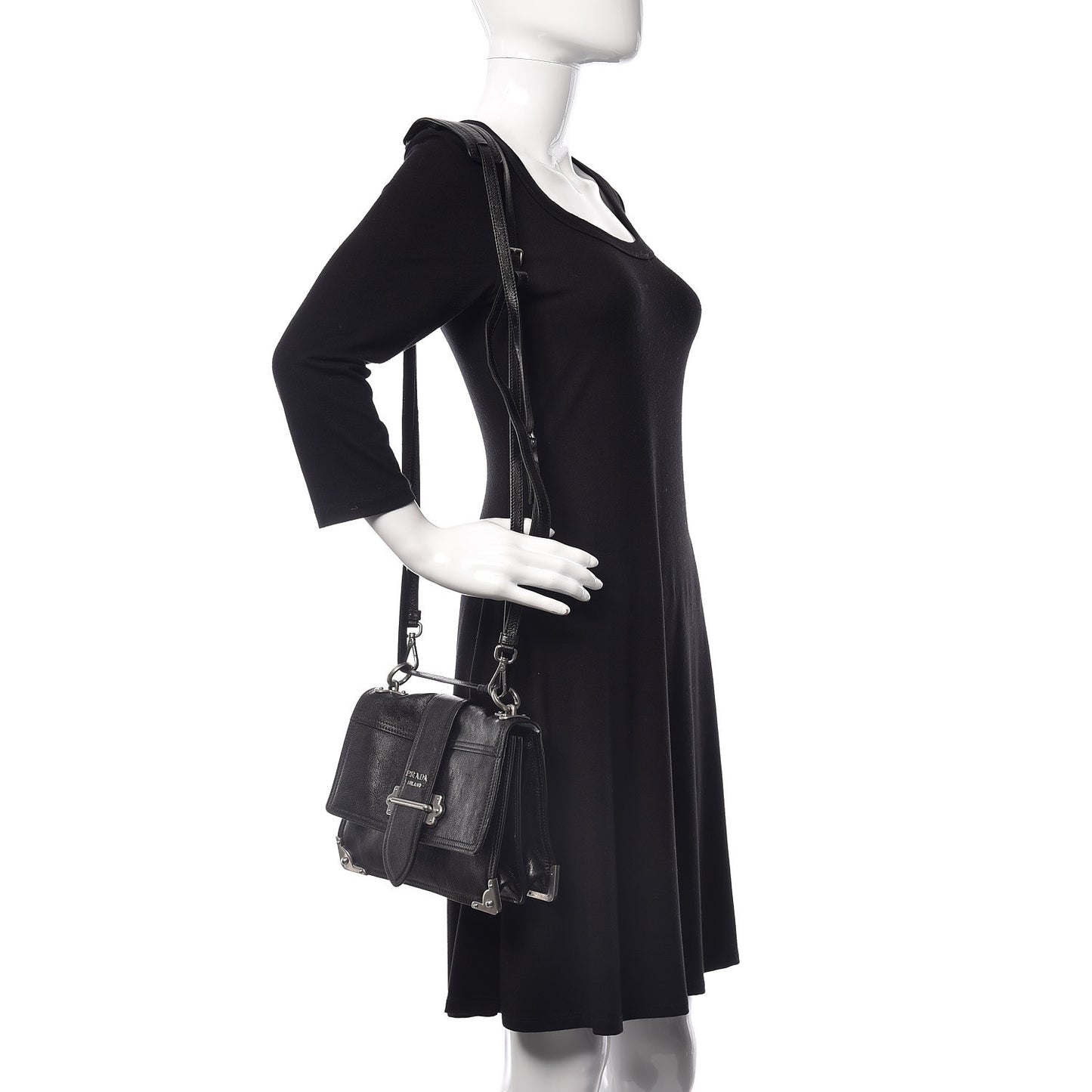 Glace Calf Large Soft Cahier Bag Black Astrale