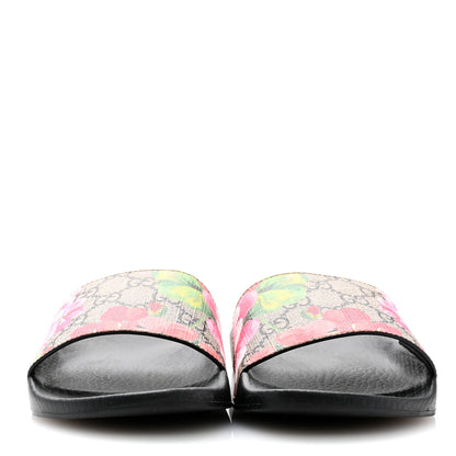 Gucci GG Supreme Monogram Blooms Slide Sandals 36 Beige Multicolor 3 of 11