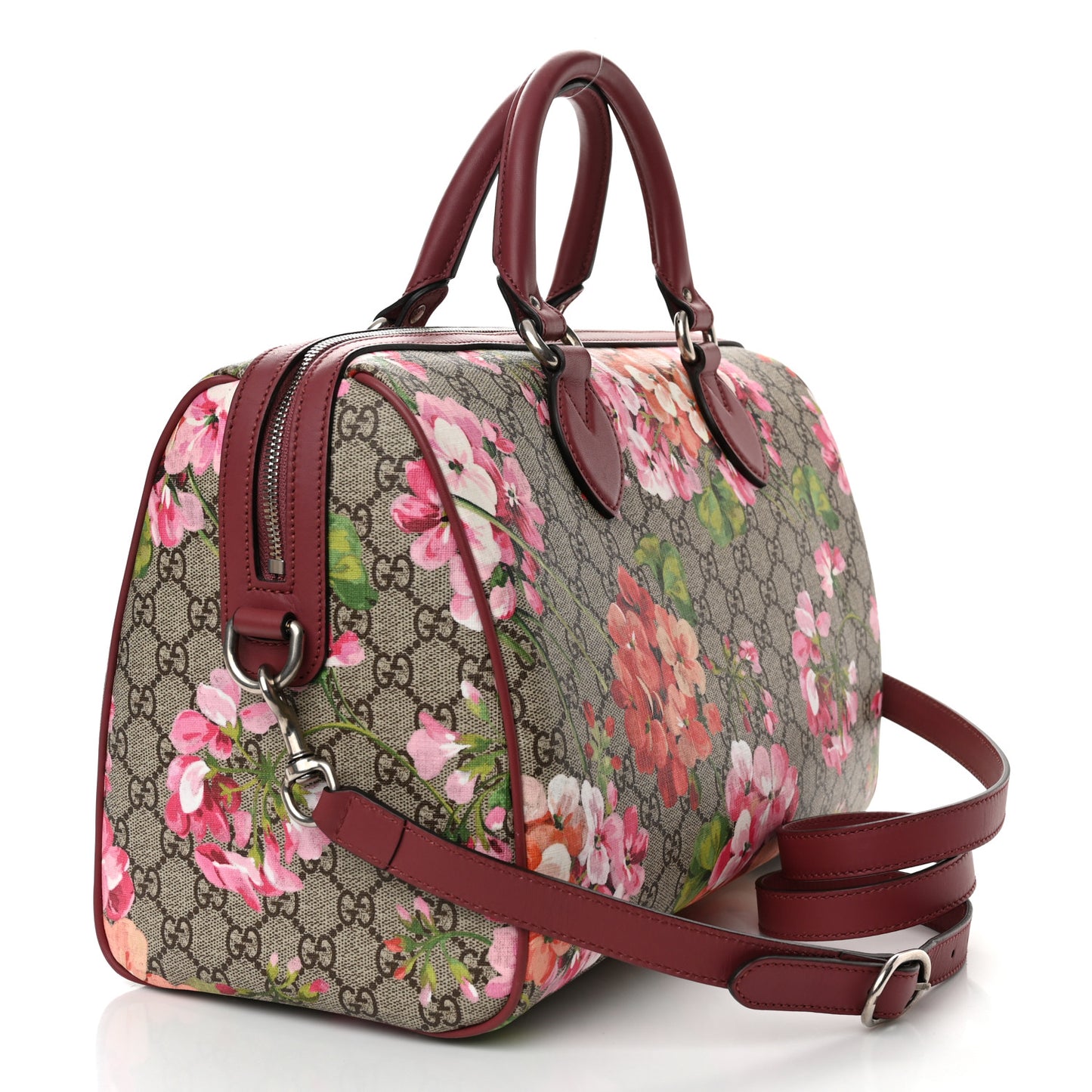 GG Supreme Monogram Blooms Medium Boston Beige Multicolor Dry Rose