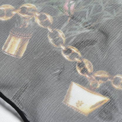 Alexander McQueen Silk Chiffon Wild Meadow Shawl Black 7 of 8