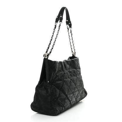 Chanel Iridescent Calfskin Quilted Small Sea Hit Tote Black 3 of 12